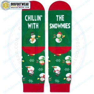 Chillin-With-The-Snowmies-Funny-Christmas-Holiday-Socks-2