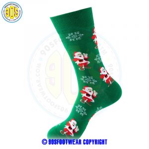 Green-with-Santa-Claus-and-Snowflake-Christmas-Socks-1