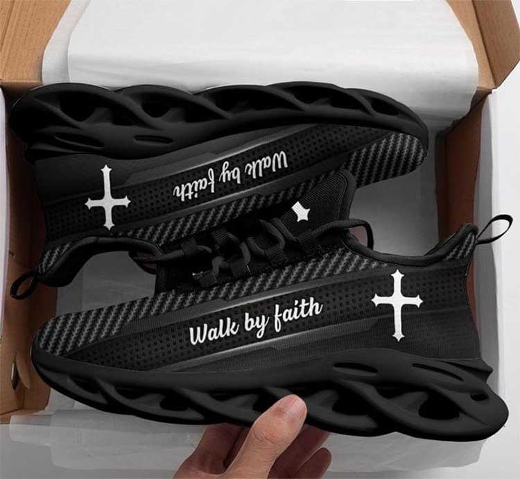 Jesus Christian Cross Walk By Faith Religious Black Iron Metal Style